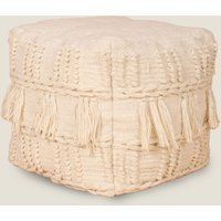 Kaikoo Fringe Bobble Pouffe Cream