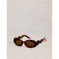 White Stuff Oval Chunky Sunglasses Brown Mix