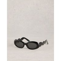 White Stuff Oval Chunky Sunglasses Black