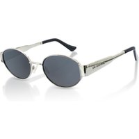 Infinity Leather Unisex De-Gamme Silver Oval Polarized UV Protection Sunglasses - Monaco - One Size